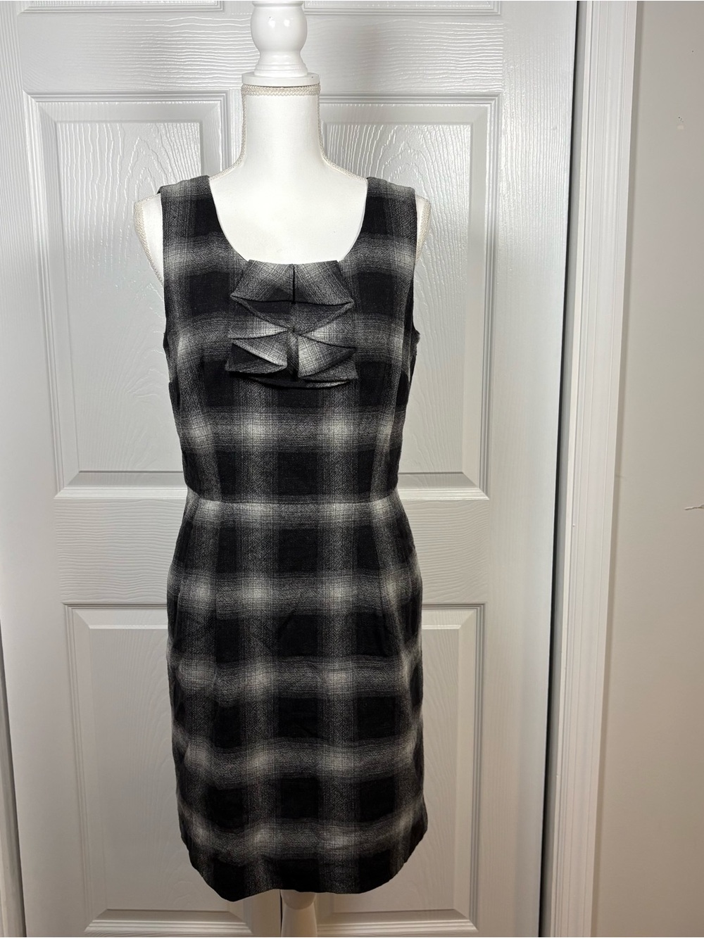 LOFT Size 8 Wool Plaid Sheath Dress Dark Academia Preppy